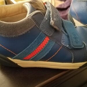 Clarks Toddler Boy Boots Size 11W | Blue Leather Sneakers Mini Folk- Used